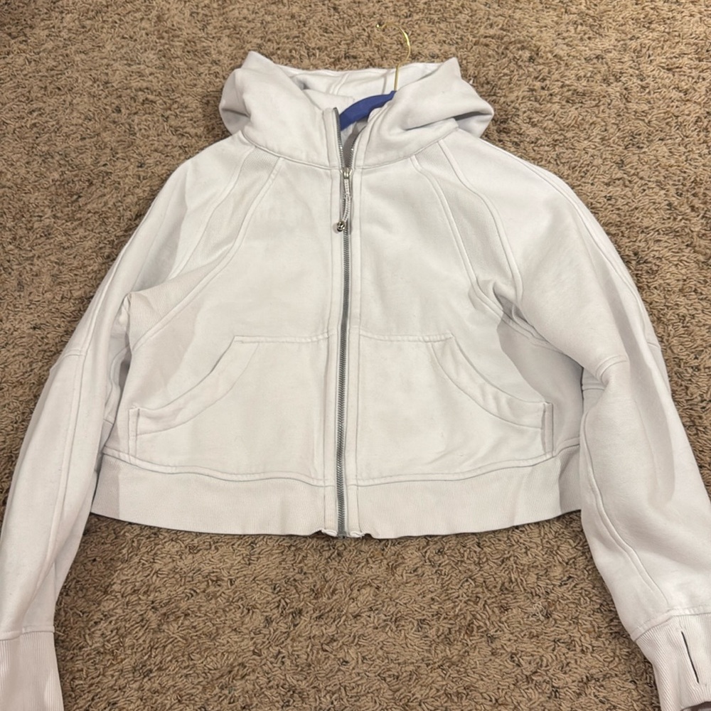 White lululemon cropped full zip scuba